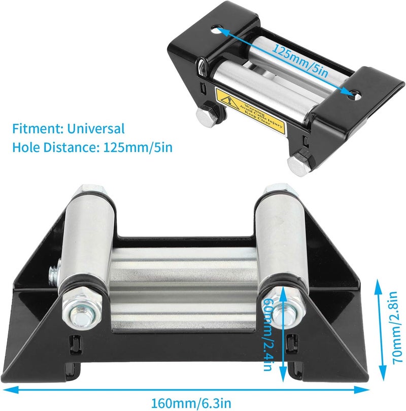 Hopoint 5 Inch Winch Roller Fairlead for Side by Side Cable Guide, Heavy Duty Universal Mount with 125mm Hole Distance, Durable and Reliable Winch Accessories for Towing Needs - Image 2